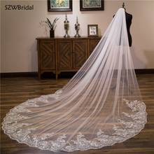 New Arrival Ivory Wedding Veils Lace Sequin Bridal Veil Wedding Accesorios Bridal Headwear Novia Velos Voile Wesele With Comb 2024 - buy cheap