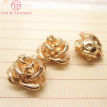(31994)6PCS 13*9MM 24K Champagne Gold Color Brass Rose Flower Bracelets Spacer Beads High Quality Jewelry Findings Accessories 2024 - buy cheap