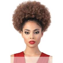 Extensão de cabelo afro feminino, cabelo sintético cacheado na cor preta, 90g, médio e 120g 2024 - compre barato