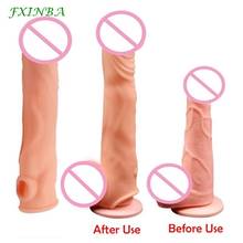 FXINBA-funda extensora realista para pene, 18cm, para alargar la eyaculación, condón reutilizable, Juguetes sexuales para hombres 2024 - compra barato