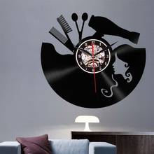 3D LED Haircut Girl Quartz Decorative Clock Retro Vinyl Record Wall Clock Home Decor Wall Art Clock For Living Room Bedroom 2024 - buy cheap