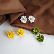 Brincos de agulhas s925 promoção metal com revestimento verde branco amarelo crisântemo brincos de flores para mulheres joias 2024 - compre barato