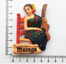 Malaga Guitar Girl Travel Souvenir fridge magnet  sticker in Andalusia, southern Spain 2024 - buy cheap