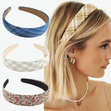 Vintage Striped Plaid Headband Women Print Headwear Hair Accessories Bezel Head Hoop Female Fashion Daisy Headband Headwear 2024 - buy cheap