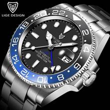 2022 New LIGE Sapphire Watches For Men Luxury Brand Ceramic Bezel GMT Automatic Watch 100M Waterproof Sport Mechanical Men Watch 2024 - buy cheap