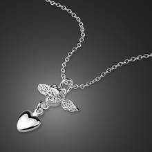 Fashion Women Angel Heart Pendant Necklace Simple 100% 925 Sterling Silver 5 A Zircon Choker Fine Jewelry Gifts 2024 - buy cheap