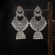 Indian Earring Women's Golden Bell Tassel Jhumka Earrings Ethnic Gypsy Gold Alloy Big Circle Bell Drop Earring Fashion Jewelry 2024 - buy cheap