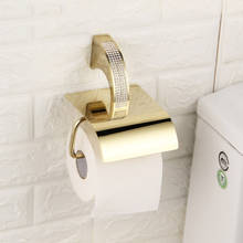 Brass Gold with Crystal Wall Mount Toilet Paper Holder Bathroom set copper Fixture Stainless Steel Roll Paper Holders Tissue Box 2024 - buy cheap