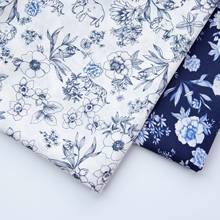 Tecido de algodão poplin de alta densidade flor de impressão vestido de camisa de alta qualidade diy feito à mão costura acolchoado patchwork roupas femininas 2024 - compre barato