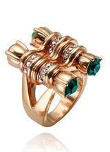Nueva llegada al por mayor joyería de moda anillos de dedo color oro rosa anillos de fiesta de compromiso de piedra verde Vintage para mujeres 2024 - compra barato