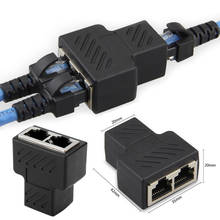 Новинка 2020, высококачественный черный сетевой кабель Ethernet 1-2 канала, Женский сетевой адаптер разъём Разветвитель RJ45, соединитель Rj45 2024 - купить недорого