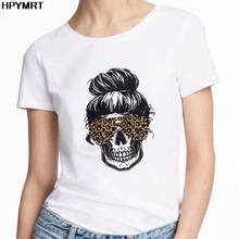 Camisa feminina de verão de manga curta casual branco tshirts moda esqueleto impressão dos desenhos animados camiseta plus size femme topos t feminino 2024 - compre barato