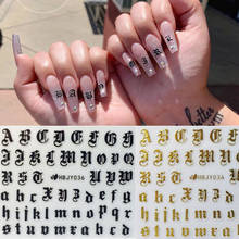 Calcomanías 3D para manicura, pegatinas con letras del alfabeto, herramienta para uñas acrílicas, blanco, negro y dorado 2024 - compra barato