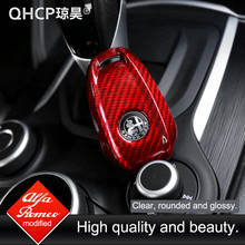 QHCP-funda protectora de fibra de carbono para llave de coche, accesorio Protector de piel para Alfa Romeo, Giulia, Stelvio 2024 - compra barato