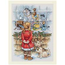 top Christmas window girl Counted Cross Stitch 11CT 14CT 18CT DIY Chinese Cross Stitch Kits Embroidery Needlework Sets 2024 - buy cheap