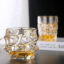 Clássico europeu quente de cristal grosso contorno em ouro luxuoso uísque tumbler à moda antiga verre uísque copo de vodka chivas 2024 - compre barato