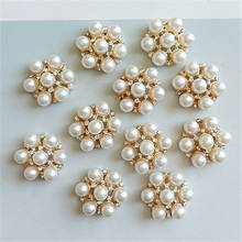 Botões de flor de liga de ouro k com 10 modos pérola diamante dourada para vestuário acessórios de costura artesanato suprimentos botões de metal 2024 - compre barato