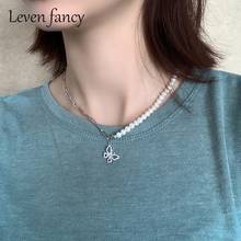 925 Sterling Silver Jewelry Natural Freshwater Pearls Irregular Chain Choker CZ Diamond Butterfly Pendant Necklace for Women 2024 - buy cheap