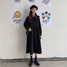 Retro Casual Corduroy Lantern Sleeve Dress Female Korean Kawaii Women's Dresses Japanese Harajuku Ulzzang Clothing For Women 2024 - buy cheap