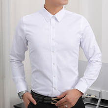 Рубашка мужская классическая с воротником на пуговицах, базовая блуза Slim Fit в повседневном и деловом стиле, с длинным рукавом, белая, 5XL 6XL 7XL 8XL 2024 - купить недорого