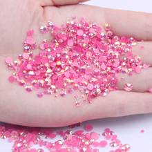 Strass de resina rosa escura ab 2mm-6mm 10000-50000 pçs não hotfix dicas da arte do prego glitter contas diy decorações do vestido de casamento 2024 - compre barato