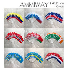 Ammiway pequenas mãos 14x21cm 10 pçs, república checa, norte, coréia da noruega, irlanda, kazaquistão, suécia, países baixos bandeira bandeira 2024 - compre barato