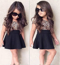 Vestido de verano para niñas pequeñas, ropa de manga corta de leopardo, 1-6T 2024 - compra barato
