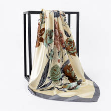 Bufanda de seda satinada para mujer, pañuelo con estampado a la moda, para el pelo, 90x90cm, 2019 2024 - compra barato