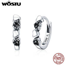 WOSTU Top Sale 925 Sterling Silver Forever Love Heart, Black CZ Stud Earrings For Women Real Earring Jewelry Lover Gift DXE445 2024 - buy cheap