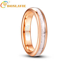 BONLAVIE 4mm White Marble Electric Rose Gold Tungsten Steel Ring Men's Ring Male Anillos Wedding Bands 2024 - buy cheap