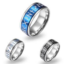 Titanium Steel Fashion Rotatable Rings Viking Text Pattern Fluorescent Glowing Men's Ring 2024 - buy cheap