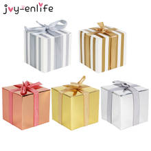 Rose Gold Silver Solid Color Paper Gift Box Candy Box Baby Shower Birthday Party Wedding Decoration Candy Cookie Packaging Box 2024 - buy cheap