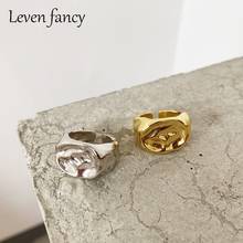 Women Girls Minimalist Fashion Pattern Gold Irregular Ring 925 Sterling Silver Open Band for Men Wedding Party Jewelry 2024 - buy cheap