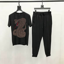 Camiseta masculina manga curta e alta qualidade, conjunto esportivo de camisetas de manga curta e estampa de cobra, para verão e primavera 2024 - compre barato