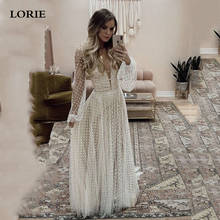 LORIE A Line Puff Sleeve Wedding Dresses V Neck Soft Tulle Robe de Mariee Backless Boho Wedding Gown Plus Size 2024 - buy cheap