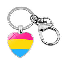 WG1pc Rainbow Color Gay Gay Pride Heart Shaped Time Gem&stone Keychain Keyring Pendant Metal Cabochon Glass Key Chain Jewelry 2024 - buy cheap