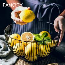 Fancity cesta de frutas criativa simples de ferro forjado, cesta de drenagem para cozinha, casa, sala de estar, bandeja de frutas, cesta de armazenamento de frutas vazadas t 2024 - compre barato