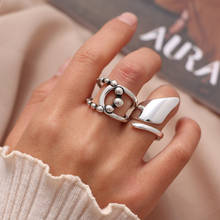Vintage Hiphop Silver Color Open Rings For Women Metal Adjustable Fashion Unusual Simple Big Finger Twist Ring 2021 Jewelry 2024 - купить недорого