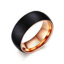 Banda de tungsteno para hombres y mujeres, anillos de San Valentín de 8mm, color negro y oro rosa, regalo de joyería genial, anillos para mujer 2024 - compra barato