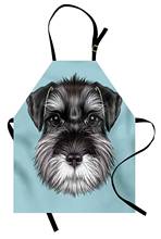 Animal Apron Illustration of a Baby Schnauzer on Blue Background Puppy Portrait Women Men Kids Kitchen Bib for Cooking Baking 2024 - buy cheap