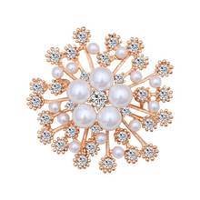 Gold and Silver Color Pretty Faux Pearl Flower Crystal Pin Brooch Wedding Brooches Free Shipping Gold Flower Pins Brooches 2024 - buy cheap