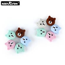 Keep & Grow-Cuentas de silicona de Mini oso para bebé, mordedor de grado alimenticio para bebé, collar de dentición artesanal, juguetes, perlas de silicona, productos para bebé, 10 Uds. 2024 - compra barato