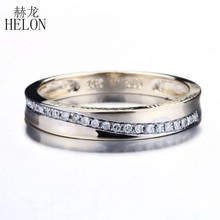 Helon anel de casamento meio eterno 0.15ct, sólido, 14k, amarelo, ouro natural, anel de noivado, joias finas para mulheres 2024 - compre barato