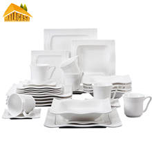 MALACASA-Juego de cena de porcelana Mario, 30 piezas, 6 tazas, platillos, platos de cena, sopa, postre, servicio de vajilla para 6 personas 2024 - compra barato