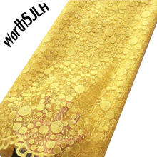 Tela de encaje africano amarillo 2020 bordado Nigeriano para boda, tela de encaje de tul francés de alta calidad con piedras de cuentas 2024 - compra barato