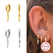 GS-pendientes de aro de plata de ley 100% para mujer, accesorio de fiesta, joyería fina, con cono de remache colgante, 925 2024 - compra barato