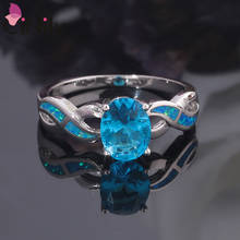 CiNily-anillo Chapado en plata de ópalo de fuego para mujer, joyería de compromiso, color blanco y azul, tamaño 6-10 OJ9421-22, OJ9427 2024 - compra barato