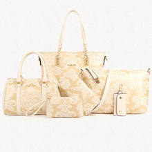 Conjunto de 6 unids/set de bolsos de moda para mujer, conjunto de bolsos de mano con estampado de cuero PU, cartera, cartera, llavero, SM1119 2024 - compra barato