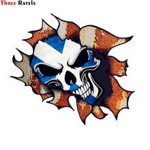 Three Ratels FC84 3D Large Ripped Torn Metal Rusty Design And Scotland Scottish Flag Skull Motif External Car Sticker Motorcycle 2024 - buy cheap