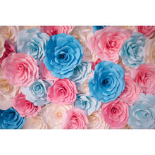7x5FT Винтажный Розовый Синий шикарный бумажный цветочный узор стены на заказ фотостудия фон винил 220 см x 150 см 2024 - купить недорого